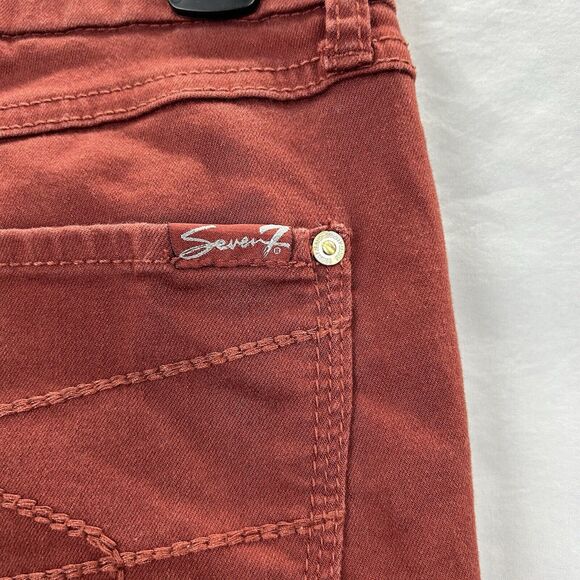 Seven 7 Tummyless High Rise Skinny Jeans Womens 8 (27 X 27.5) Fired Brick Red - Picture 6 of 13